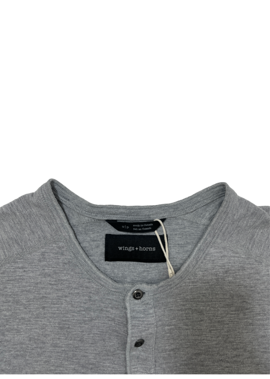Short Sleeve Slub Cotton Henley Grey / Size S