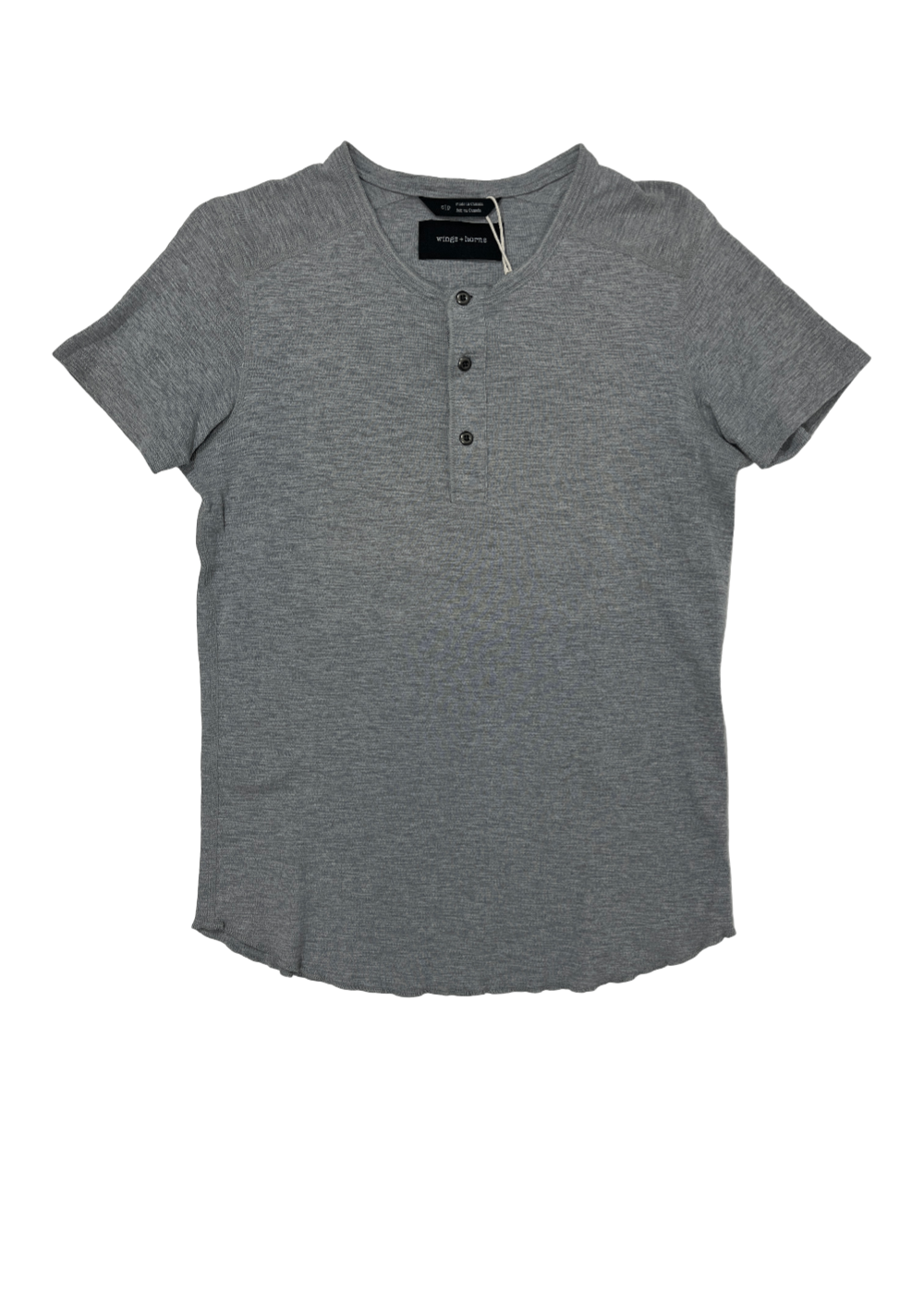 Short Sleeve Slub Cotton Henley Grey / Size S