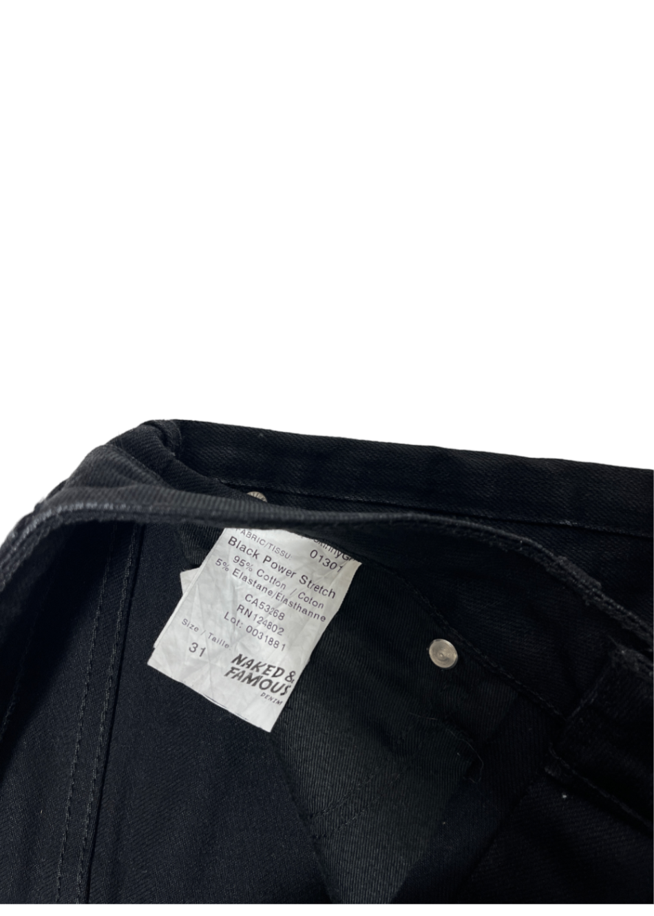 Skinny Guy Black Power Stretch Denim / Size 31