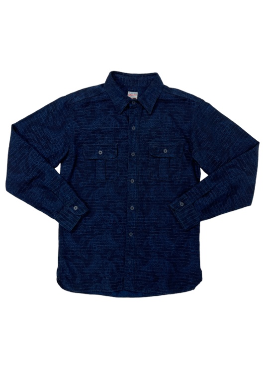 Japanese Indigo Jacquard Paisley Shirt / Size 40