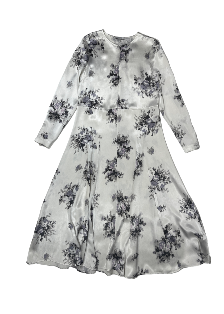 White Satin Zip Front Maxi Dress / Size 36