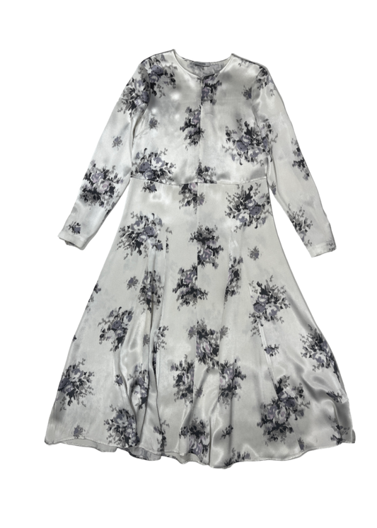 White Satin Zip Front Maxi Dress / Size 36