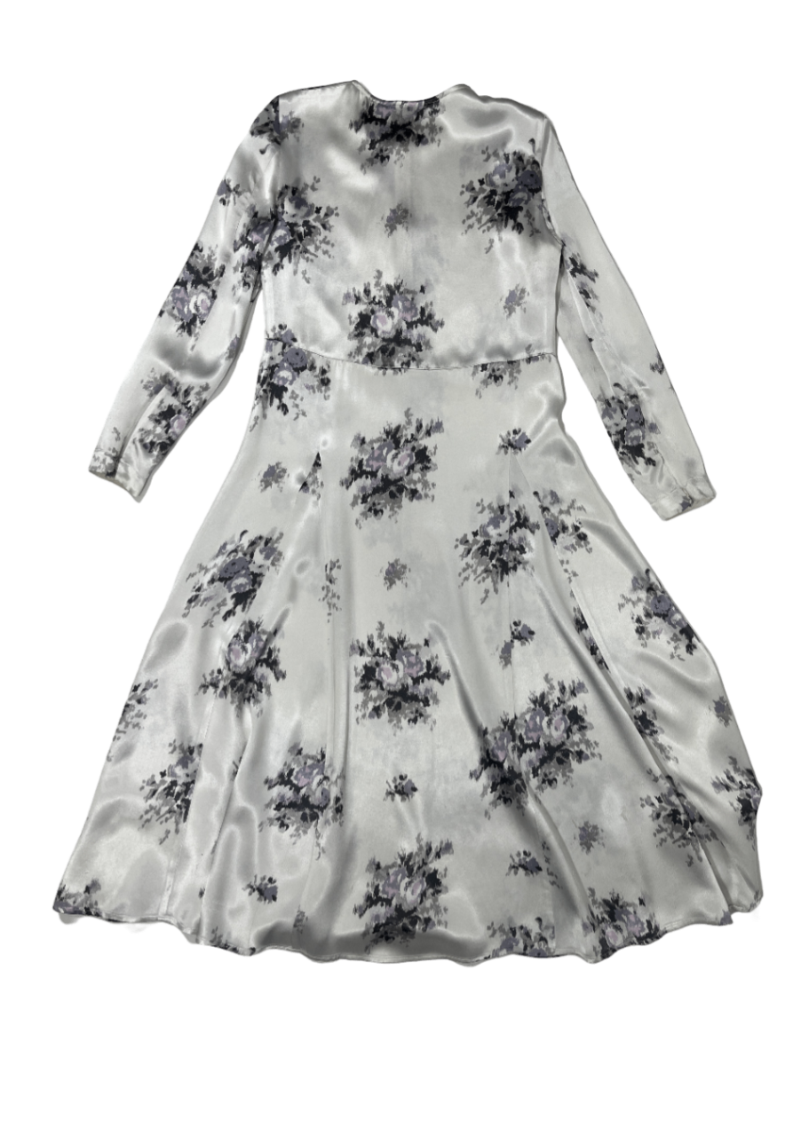 White Satin Zip Front Maxi Dress / Size 36