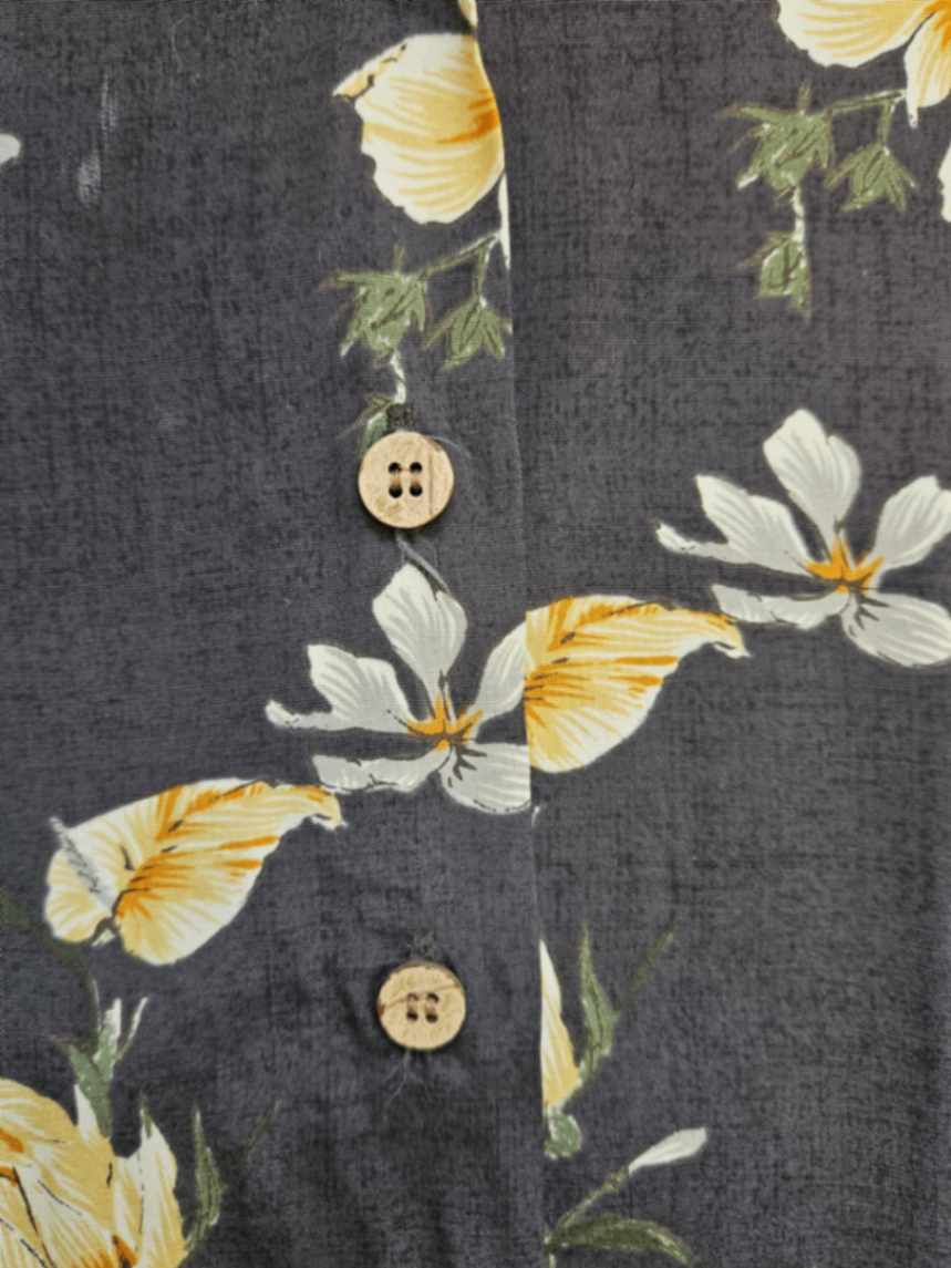 Camp Collar Shirt Silky Flowers Black / Size S