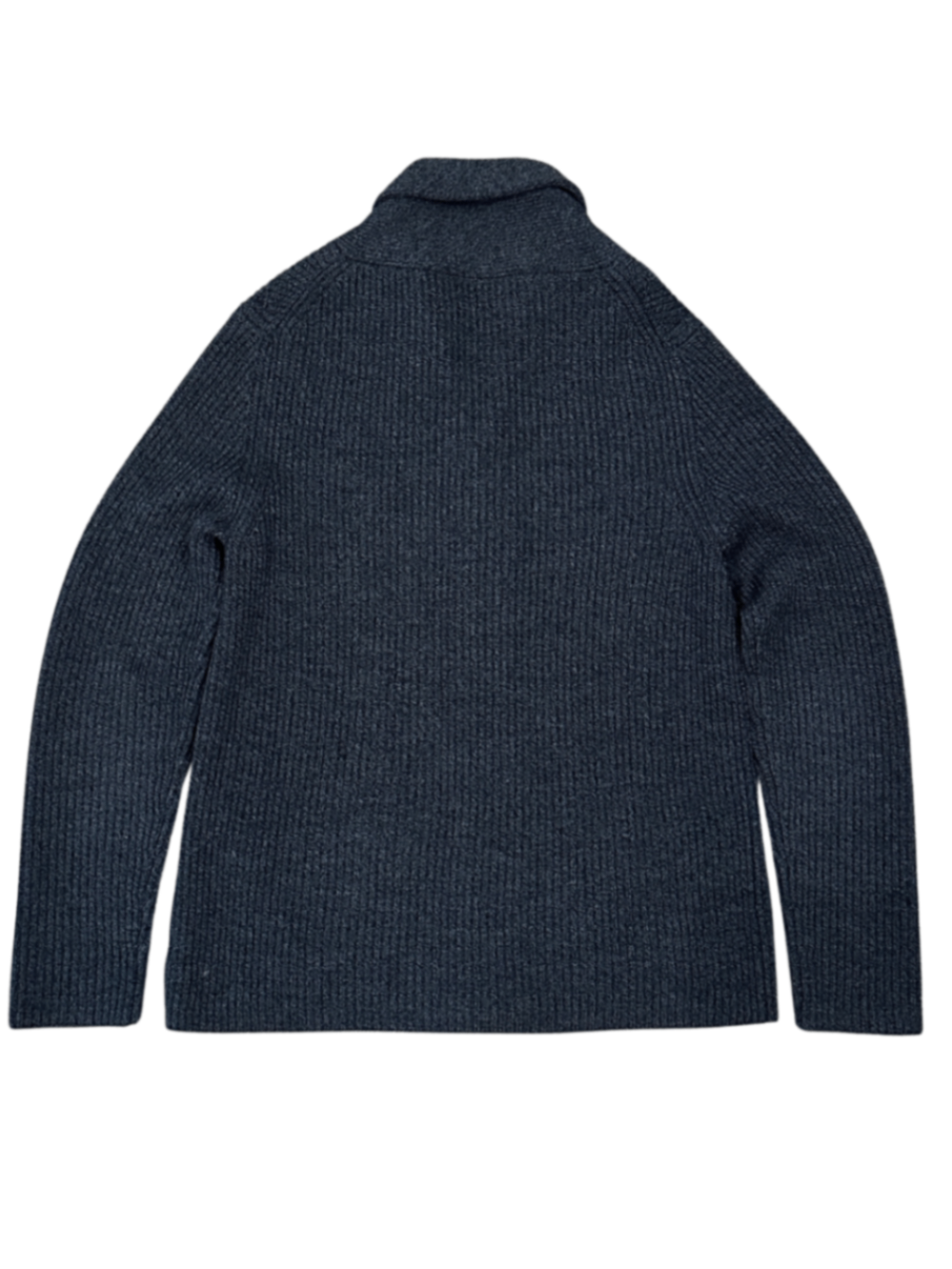 Merino Ribbed Shawl Collar Cardigan Charcoal / Size M