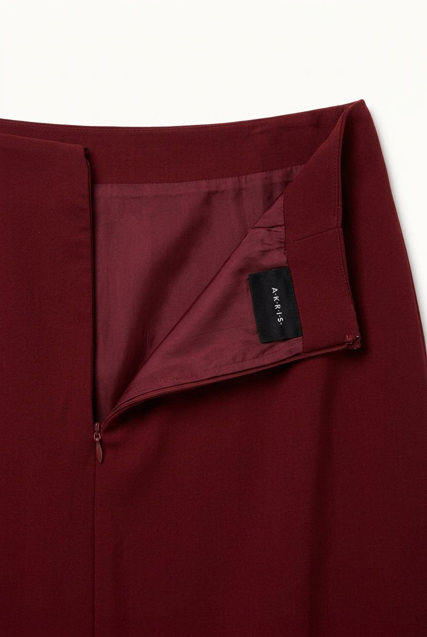 Leather Trim Pencil Skirt Red / Size 10