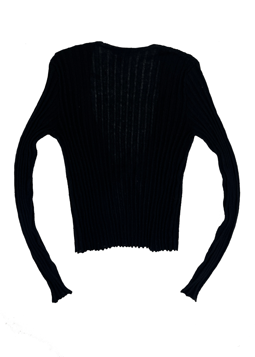 Cashmere Ribbed Tie Front Cardigan Black / Size M