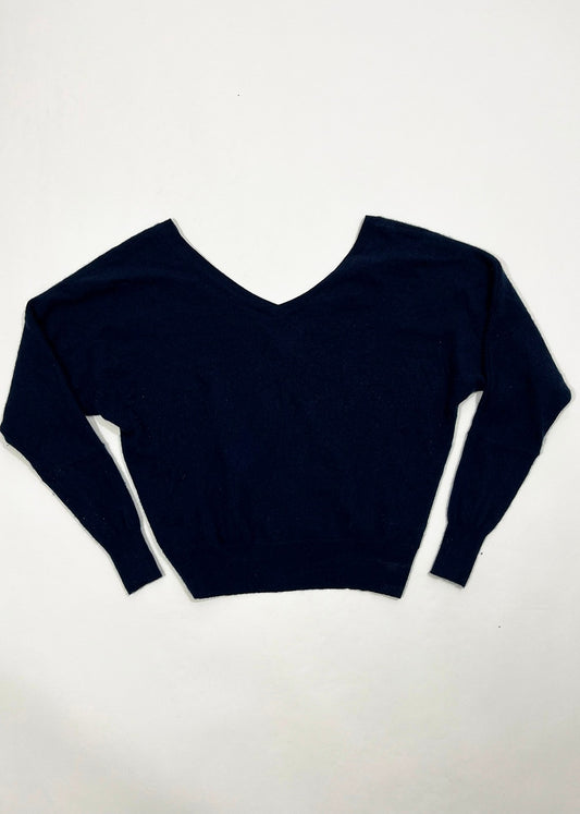 Reversible V-Neck Navy Sweater / Size S