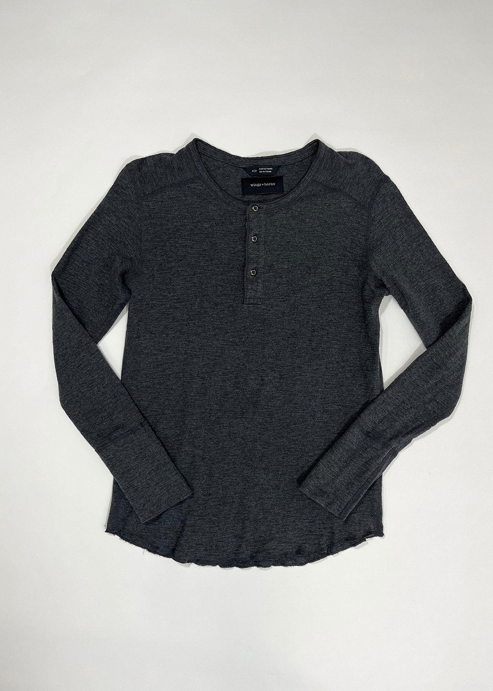 Long Sleeve Henley T-Shirt Charcoal / Size S