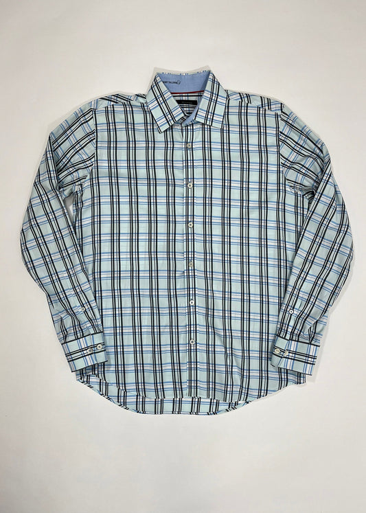 Long Sleeve Plaid Dress Shirt / Size M