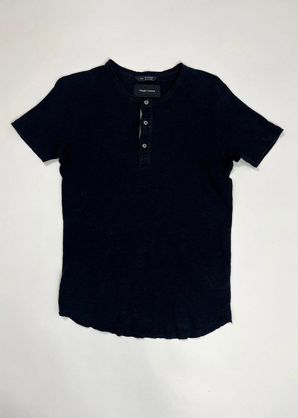 Slub Henley T-Shirt Black / Size S