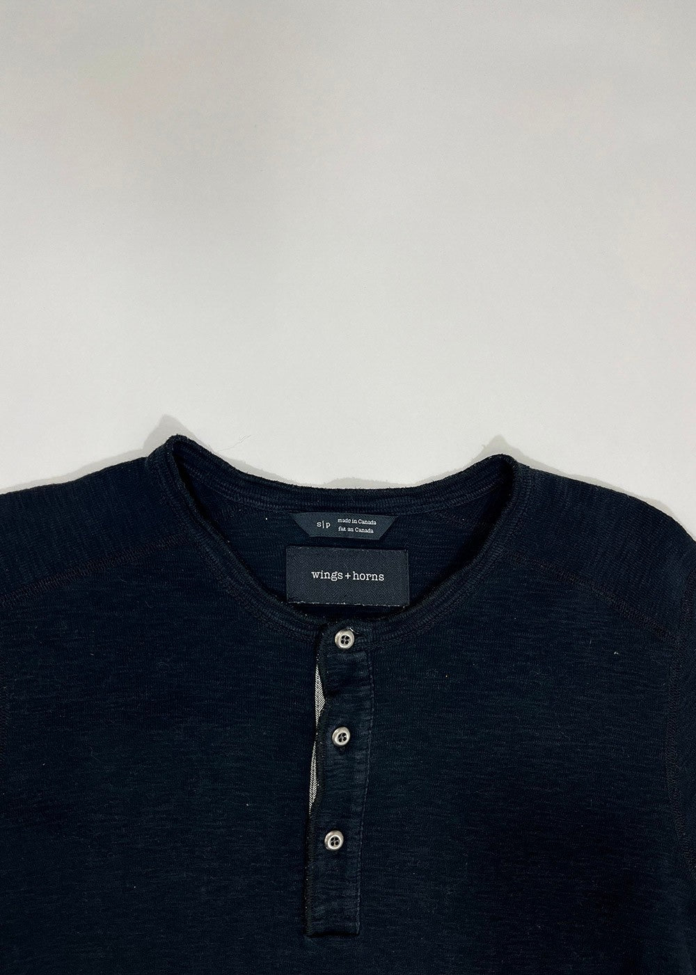 Slub Henley T-Shirt Black / Size S