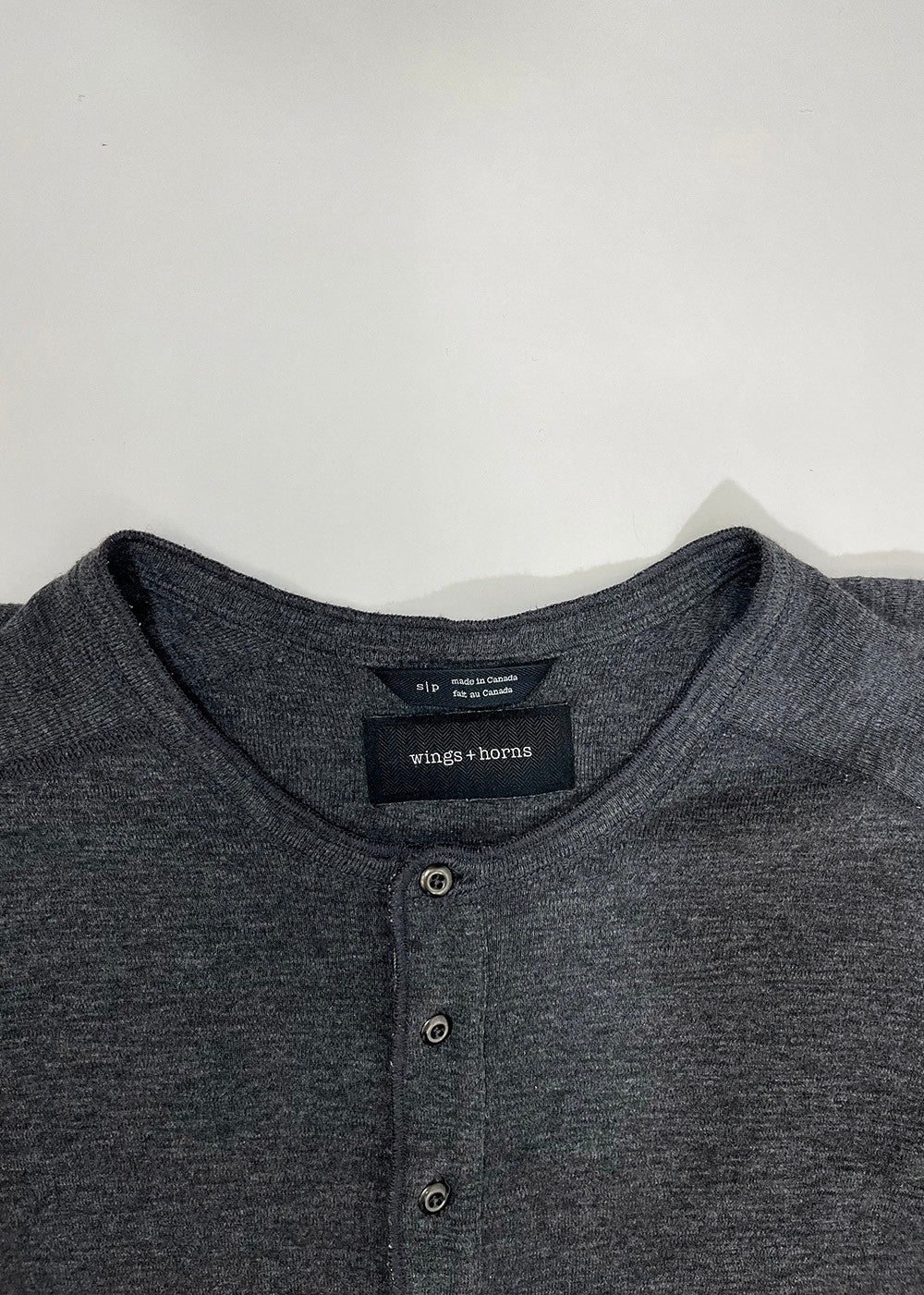 Long Sleeve Henley T-Shirt Charcoal / Size S