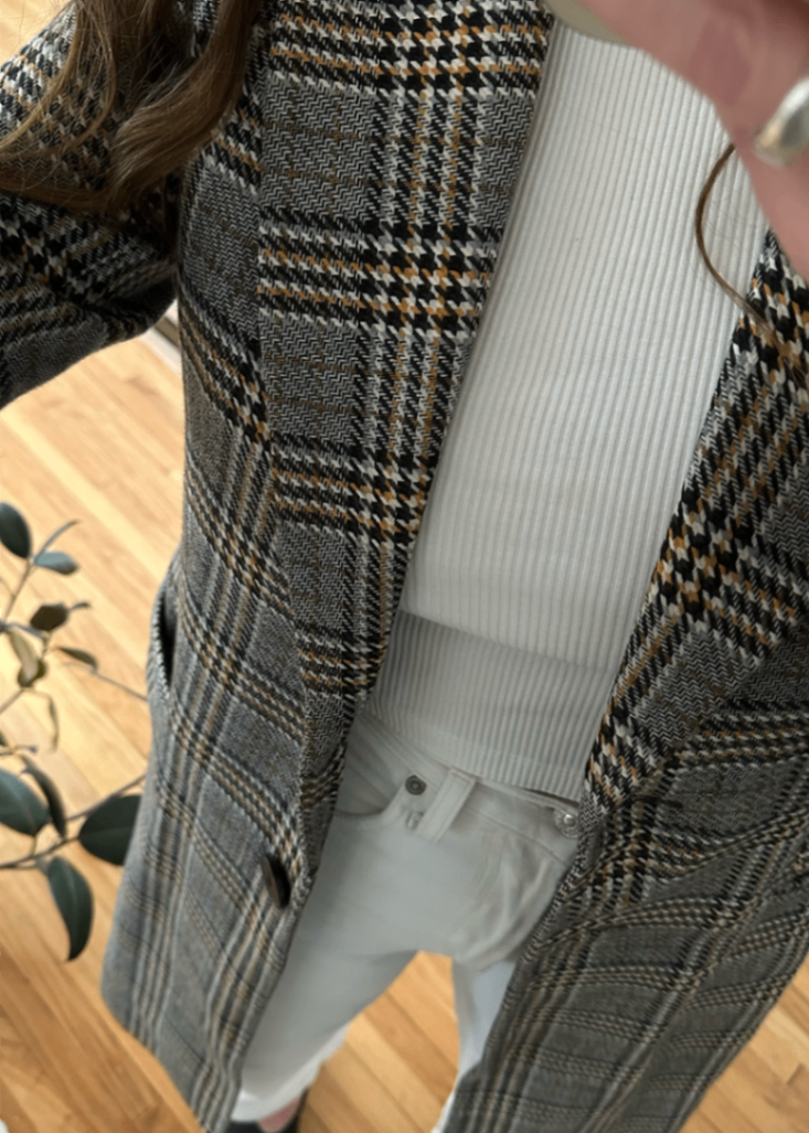 Houndstooth Print Long Coat / Size 4