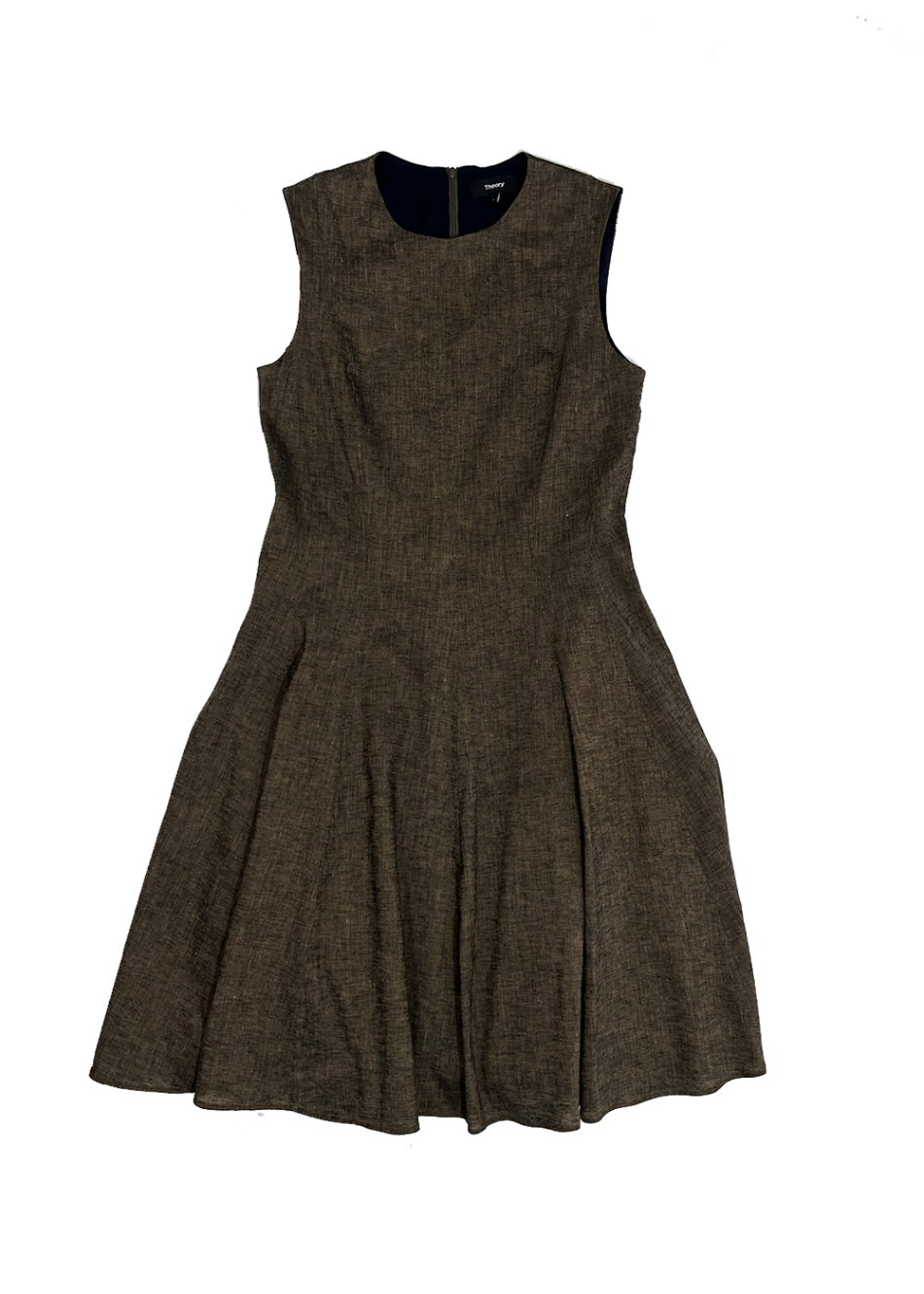 Sleeveless Textured Linen Dress / Size 8
