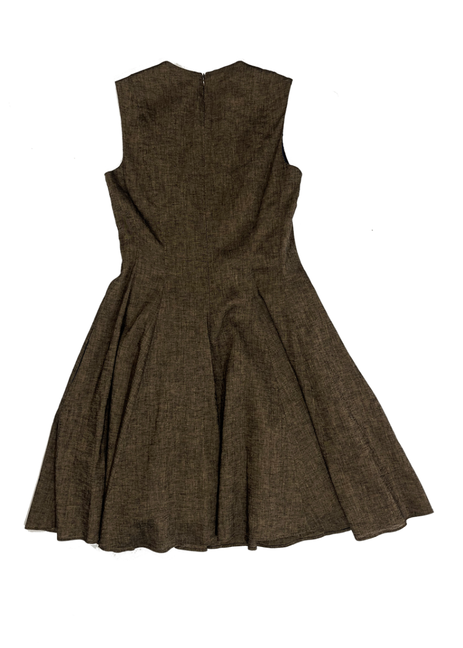 Sleeveless Textured Linen Dress / Size 8