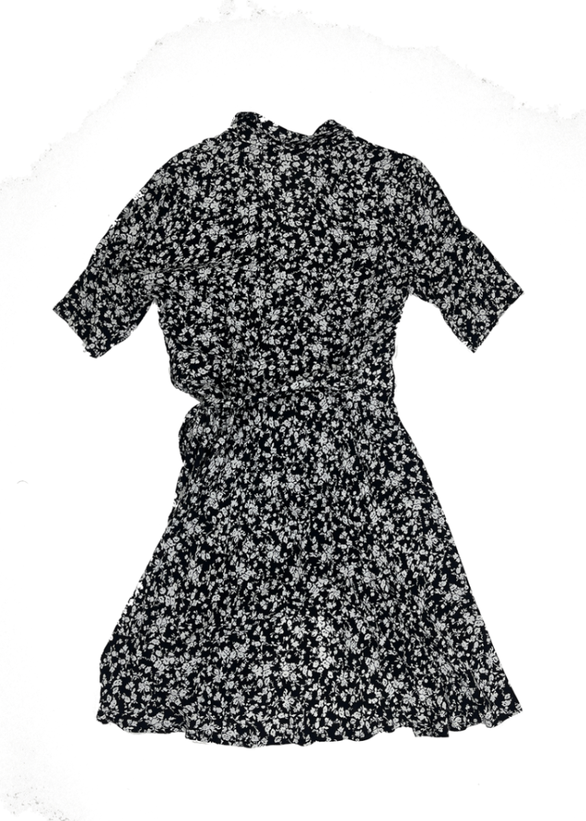 Floral Print Wrap Dress Black/White / Size 8