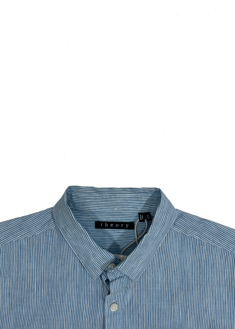 Short Sleeve Linen Blend Stripe Shirt / Size M