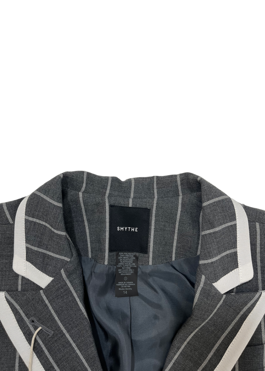 Charcoal/White Stripe Blazer / Size 14