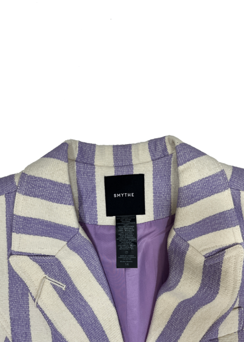 White/Purple Stripe Blazer / Size 14