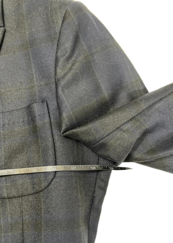 'Evert' Navy Plaid Wool Blazer/ Size 40