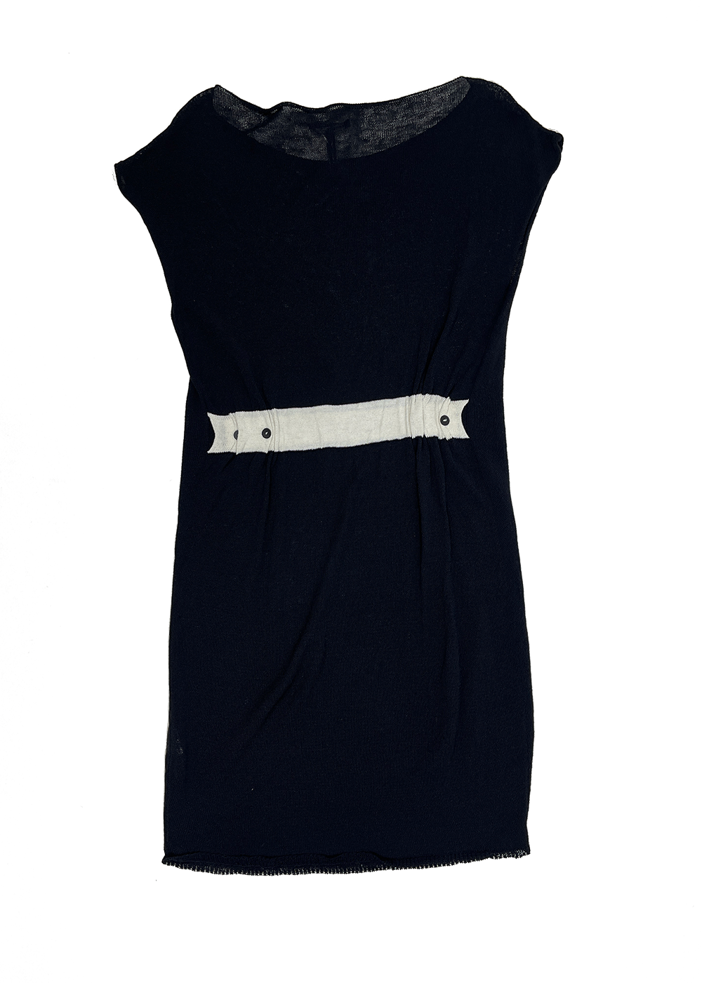 Knit Linen Blend Dress Black/White / One Size