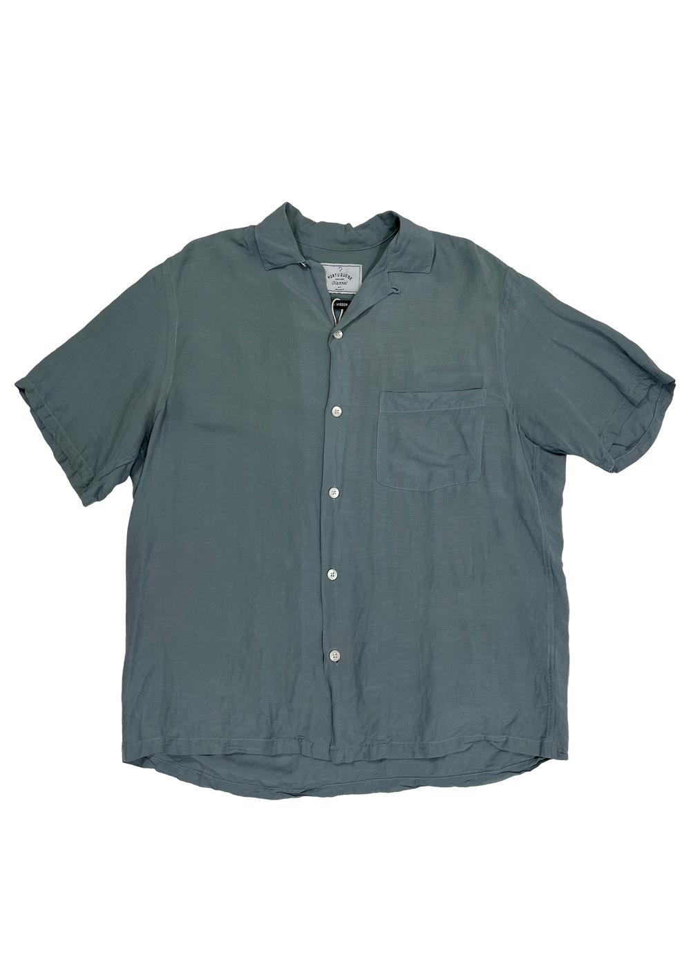 Silk/Linen Camp Collar Shirt Blue / Size M