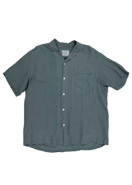 Silk/Linen Camp Collar Shirt Blue / Size M