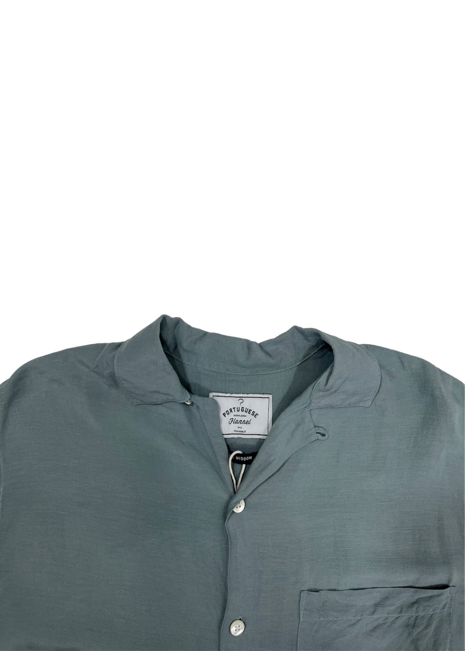 Silk/Linen Camp Collar Shirt Blue / Size M