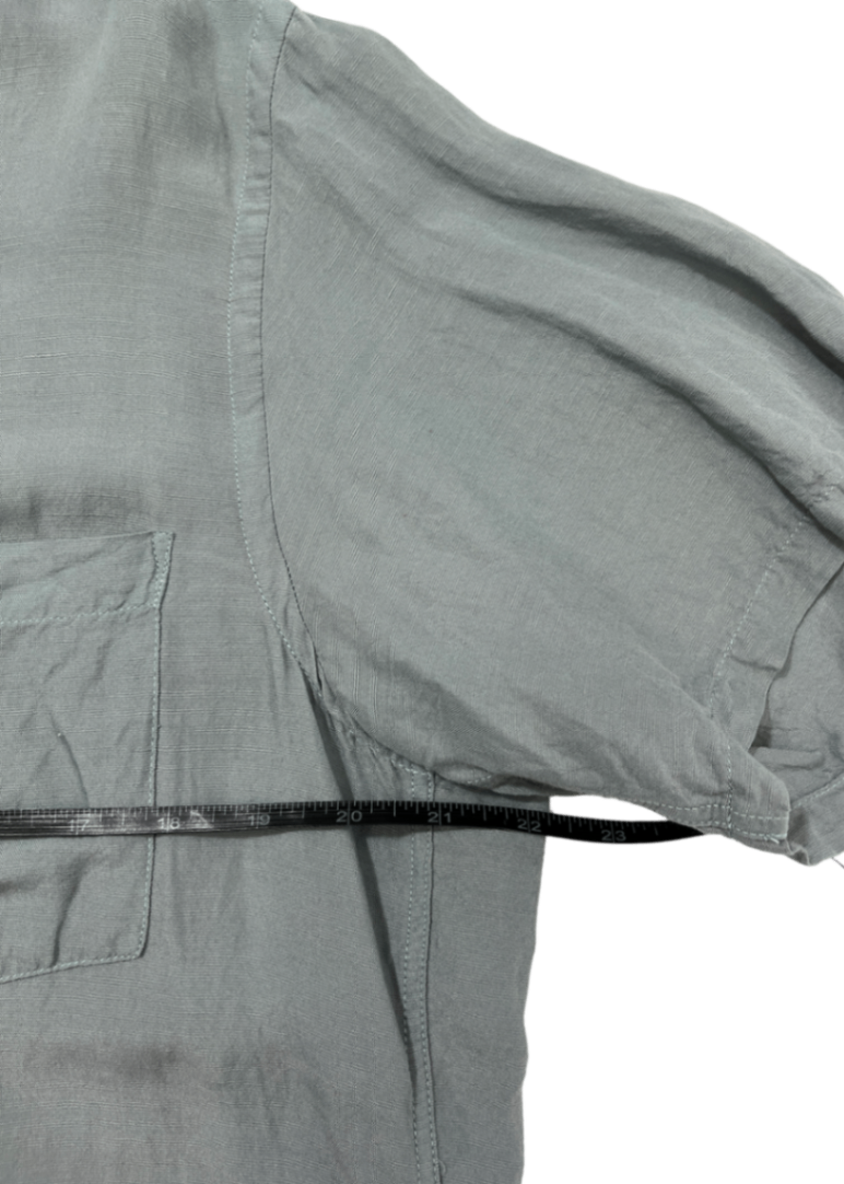 Silk/Linen Camp Collar Shirt Blue / Size M