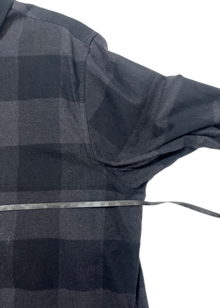 Plaid Flannel Black Button Up / Size L