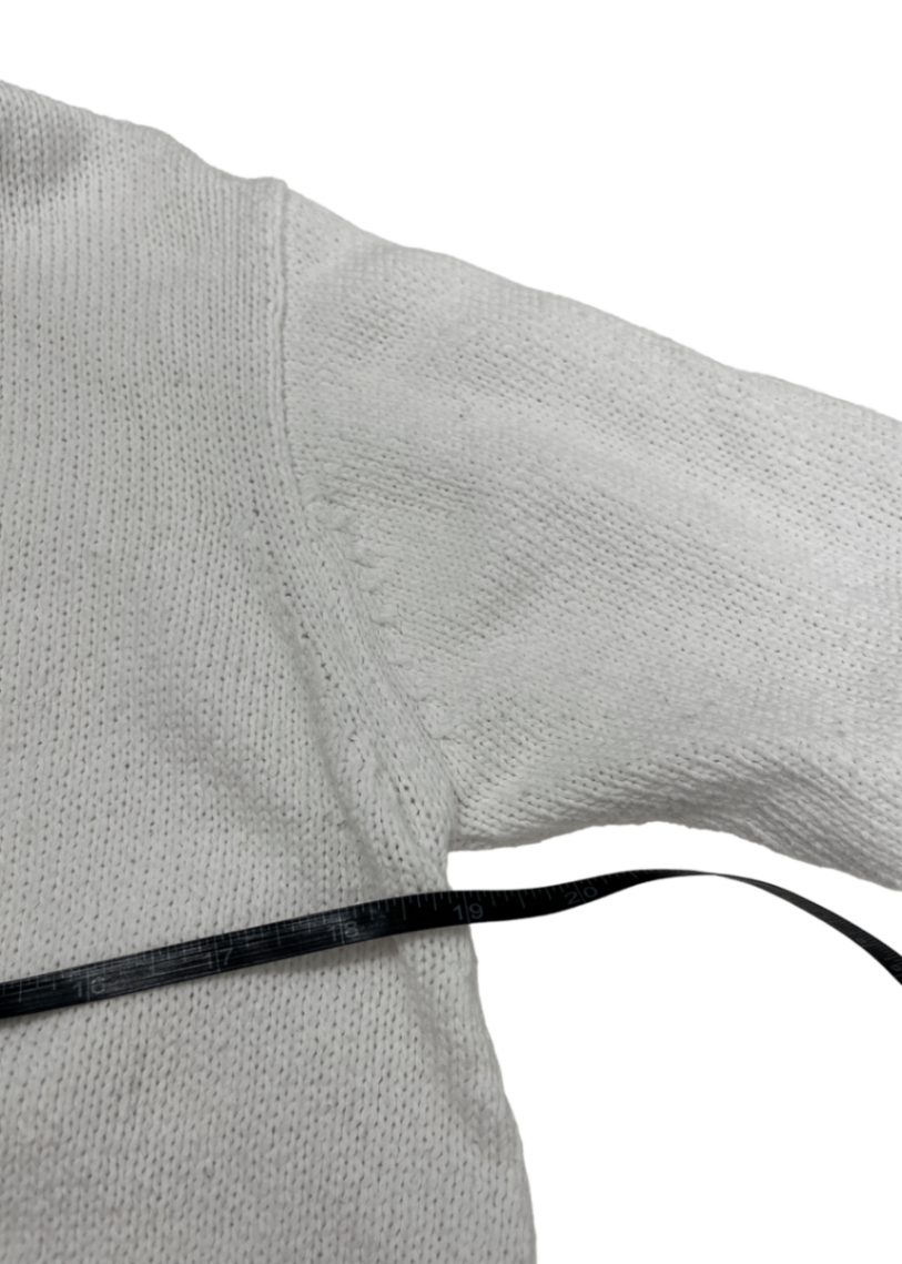 Recycled Cotton Patch Pocket White Cardigan / Size XS