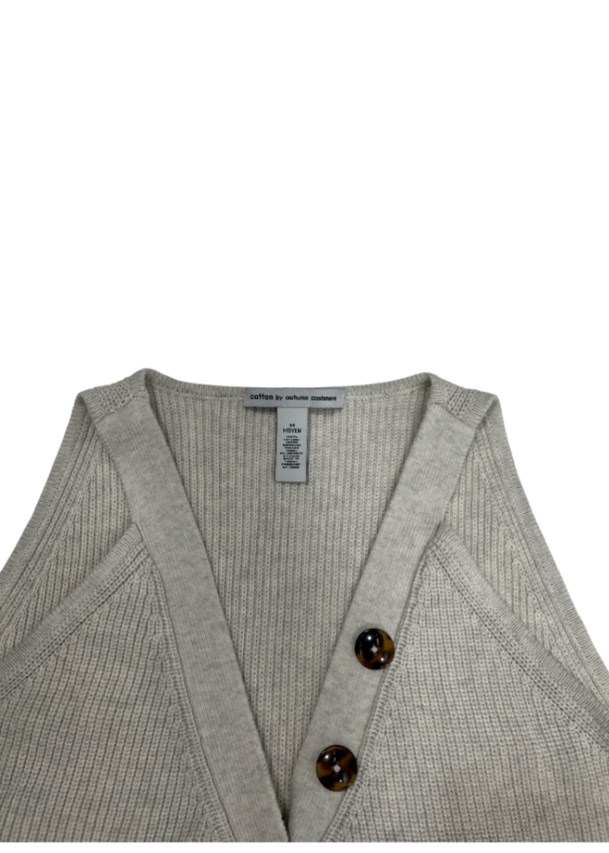 Button Front Cotton Tank Top Grey / Size M