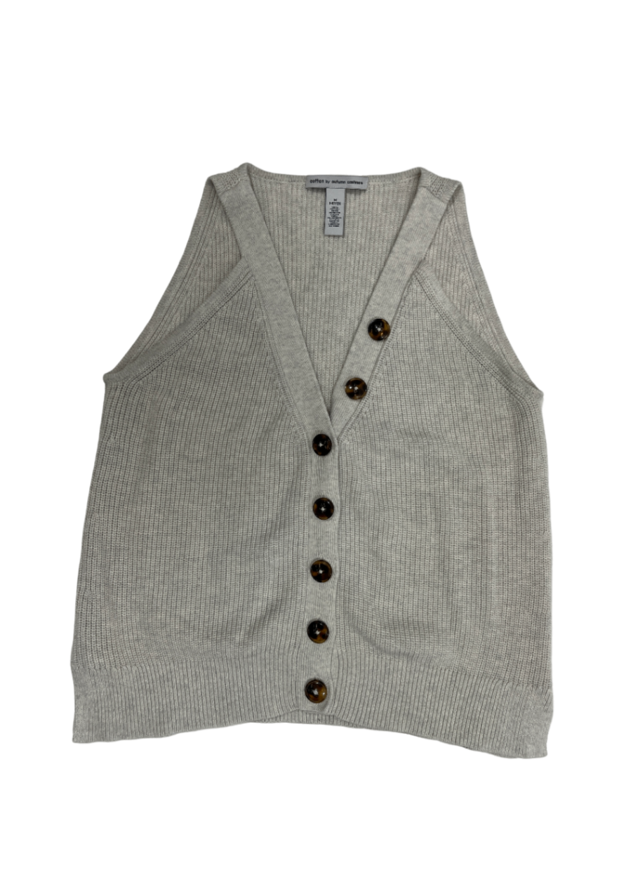 Button Front Cotton Tank Top Grey / Size M