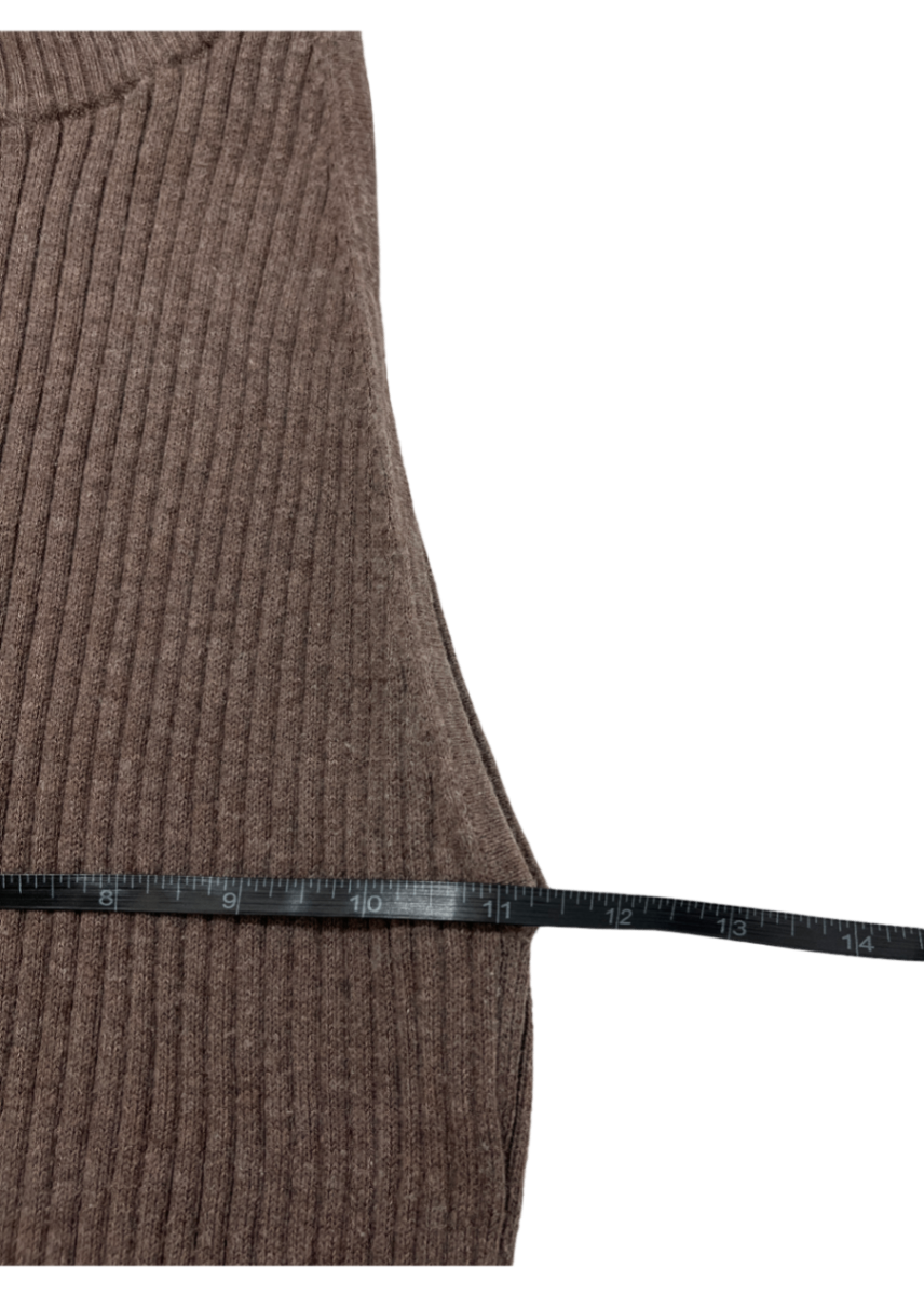 Sleeveless Ribbed Mockneck Top Brown / Size M