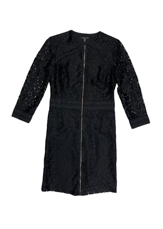 Zip Front Lace Dress Black / Size 4