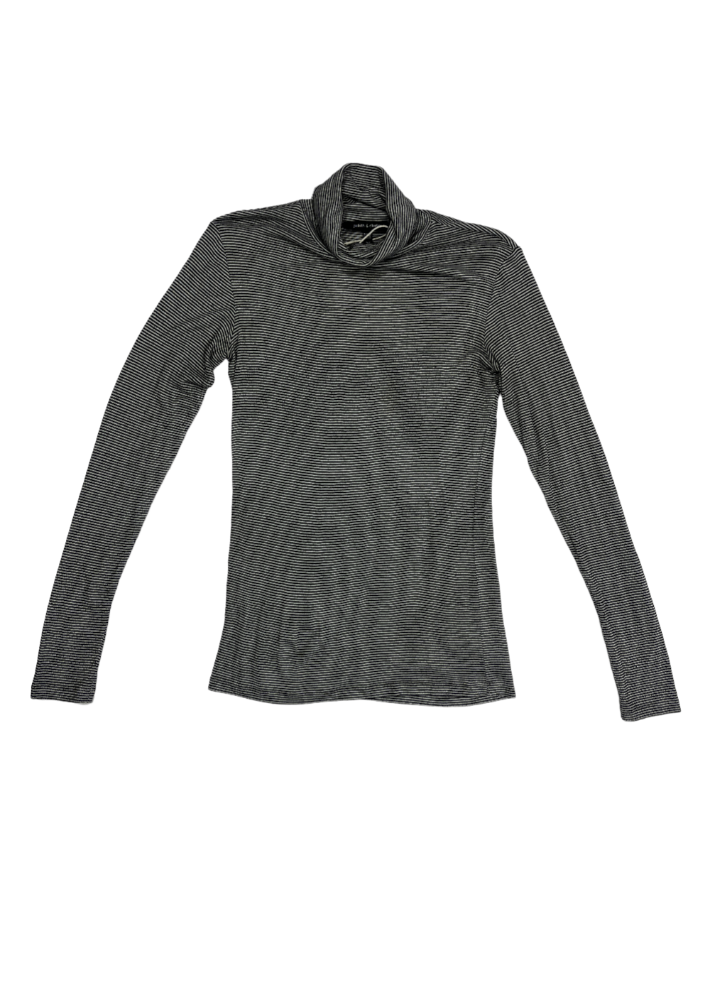 Black/White Striped Turtleneck T-Shirt / Size S