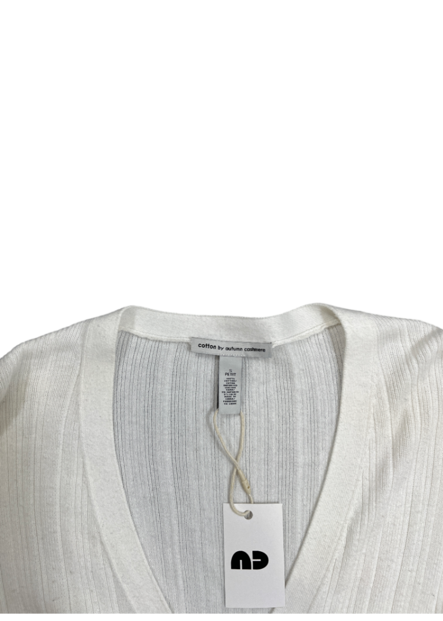 Cotton Ribbed Cardigan Sweater / Size S