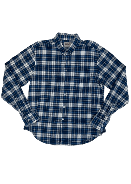 Raised Dobby Plaid Shirt Blue / Size XL