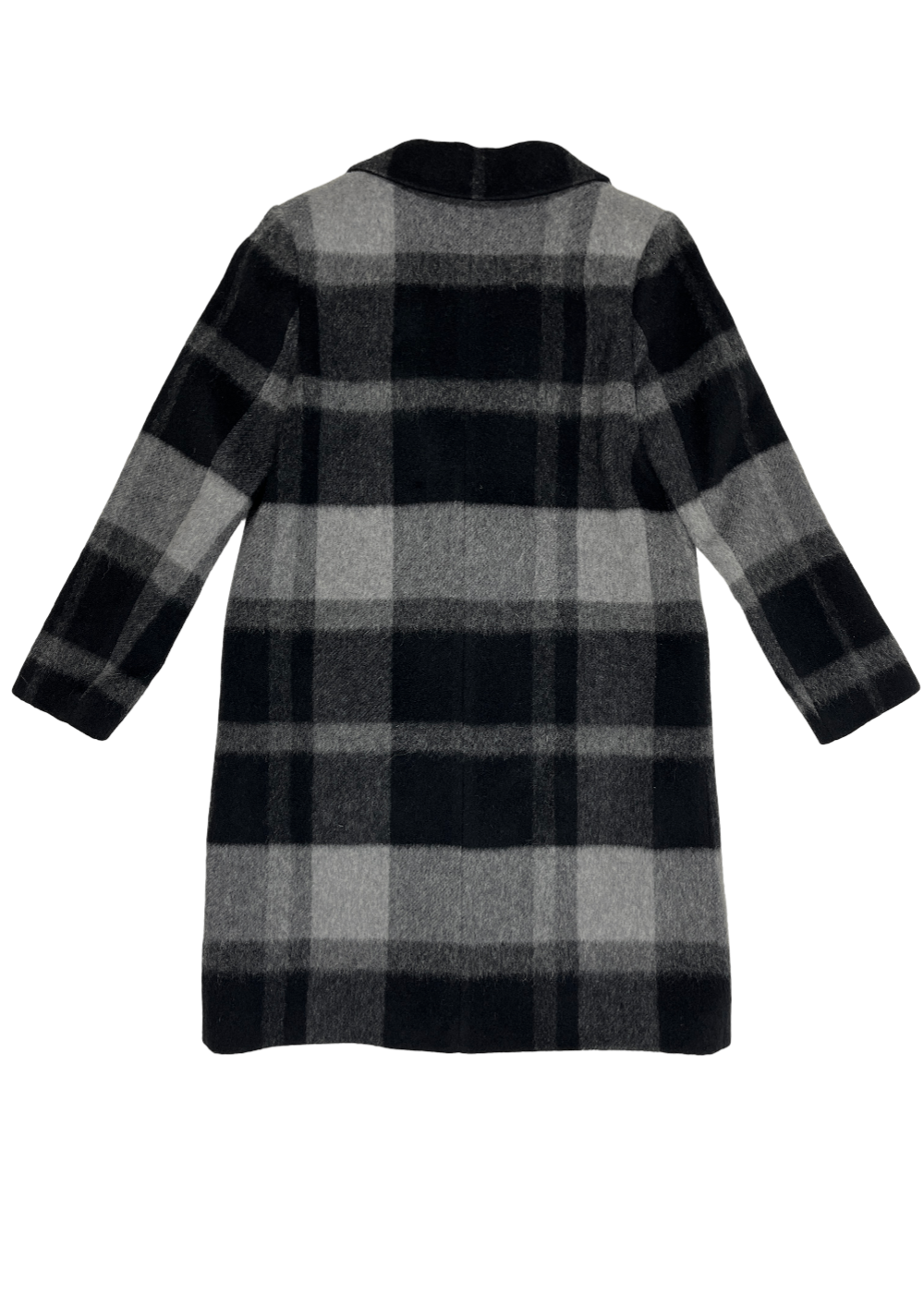 Grey/Black Wool Plaid Coat / Size M