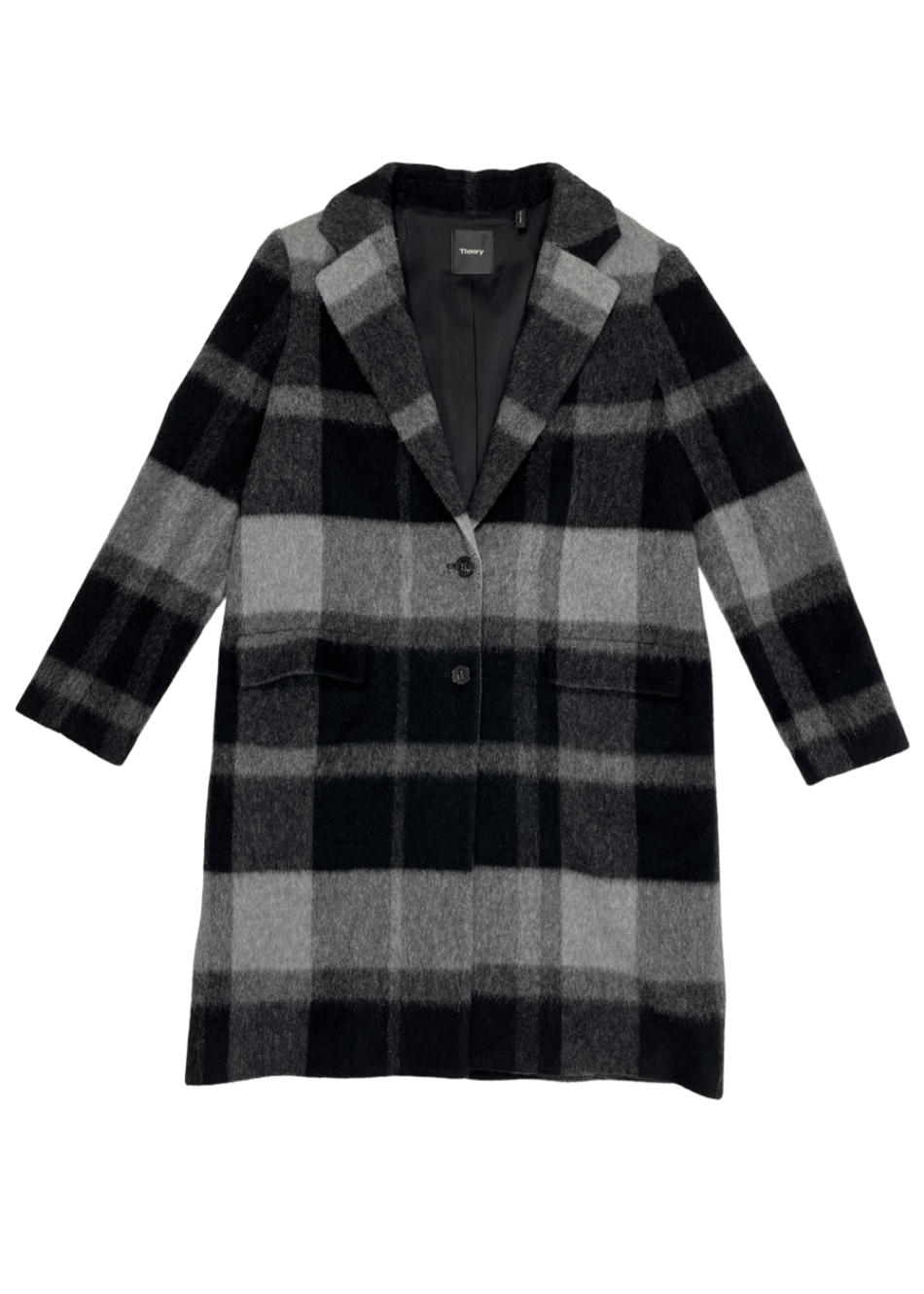 Grey/Black Wool Plaid Coat / Size M
