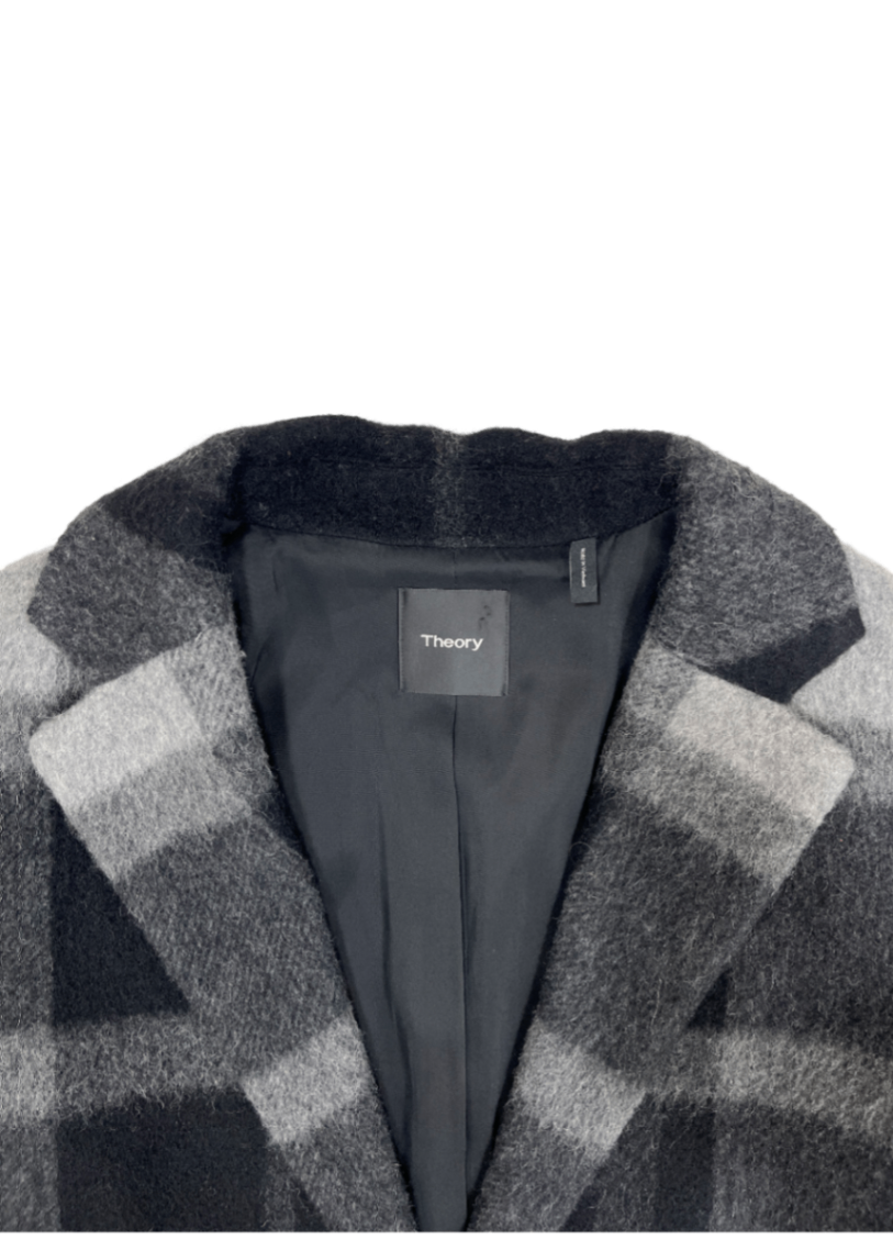 Grey/Black Wool Plaid Coat / Size M