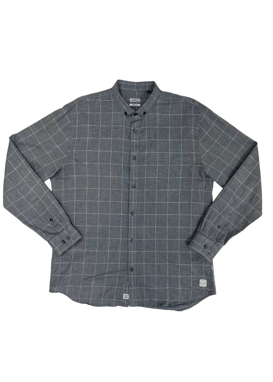 Grey Herringbone Windowpane Shirt / Size XL