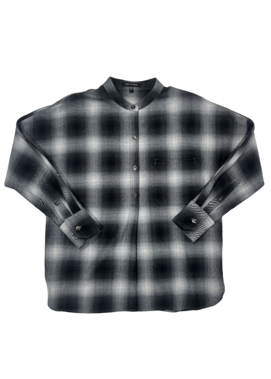 Grey Plaid Blouse / Size 6