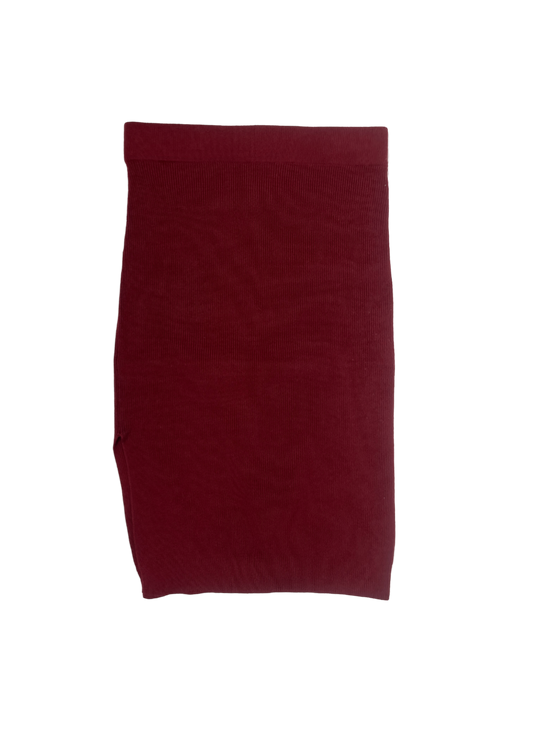 Cotton Silk Ribbed Pencil Skirt Deep Red / Size M