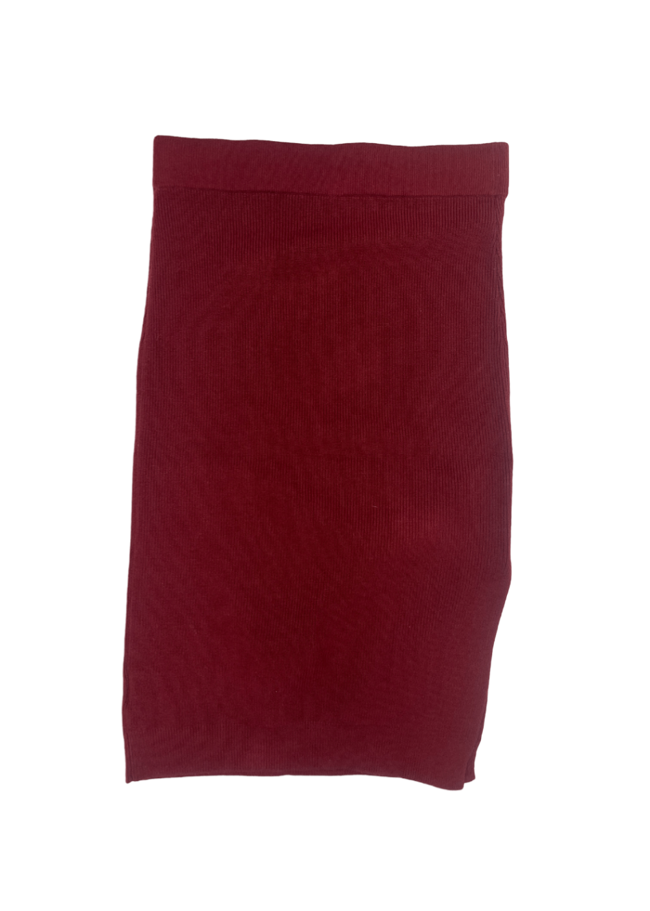 Cotton Silk Ribbed Pencil Skirt Deep Red / Size M