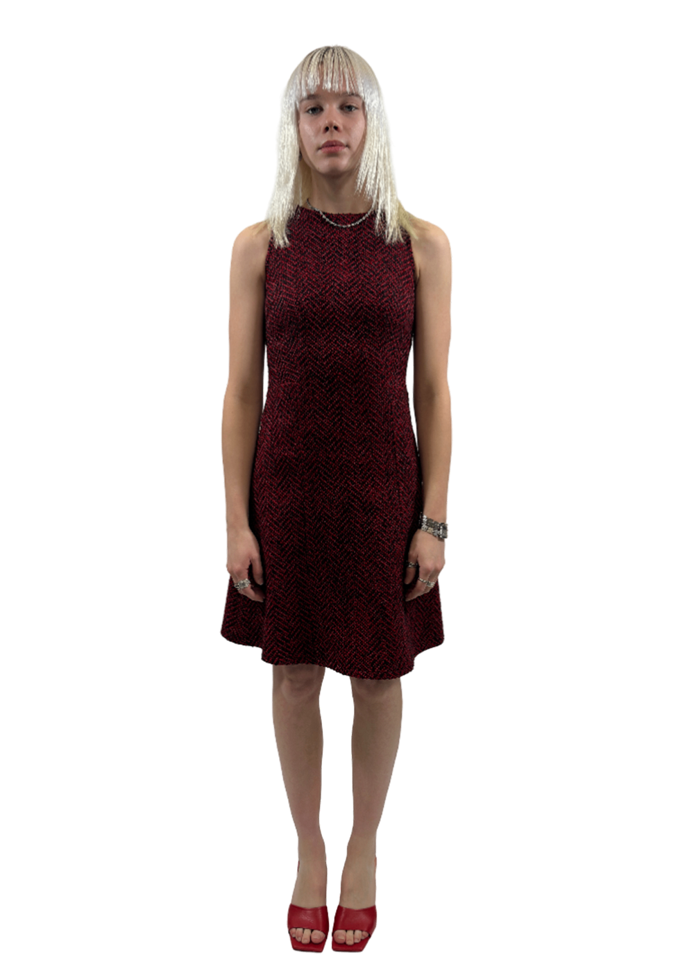 Red Tweed Dress / Size 36