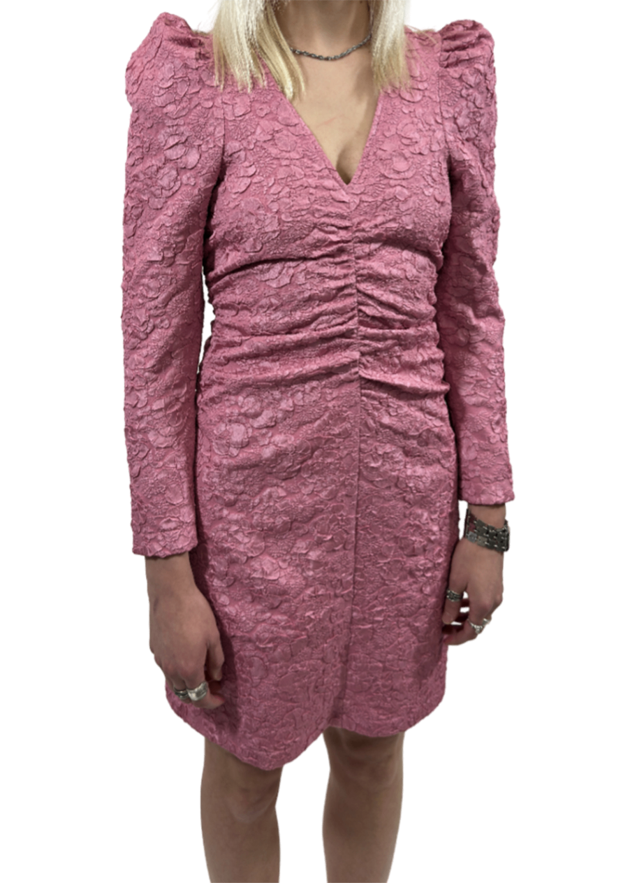 Stretch Jacquard V-Neck Mini Dress / Size 36