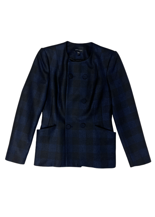 Blue/Black Plaid Jacket / Size 4