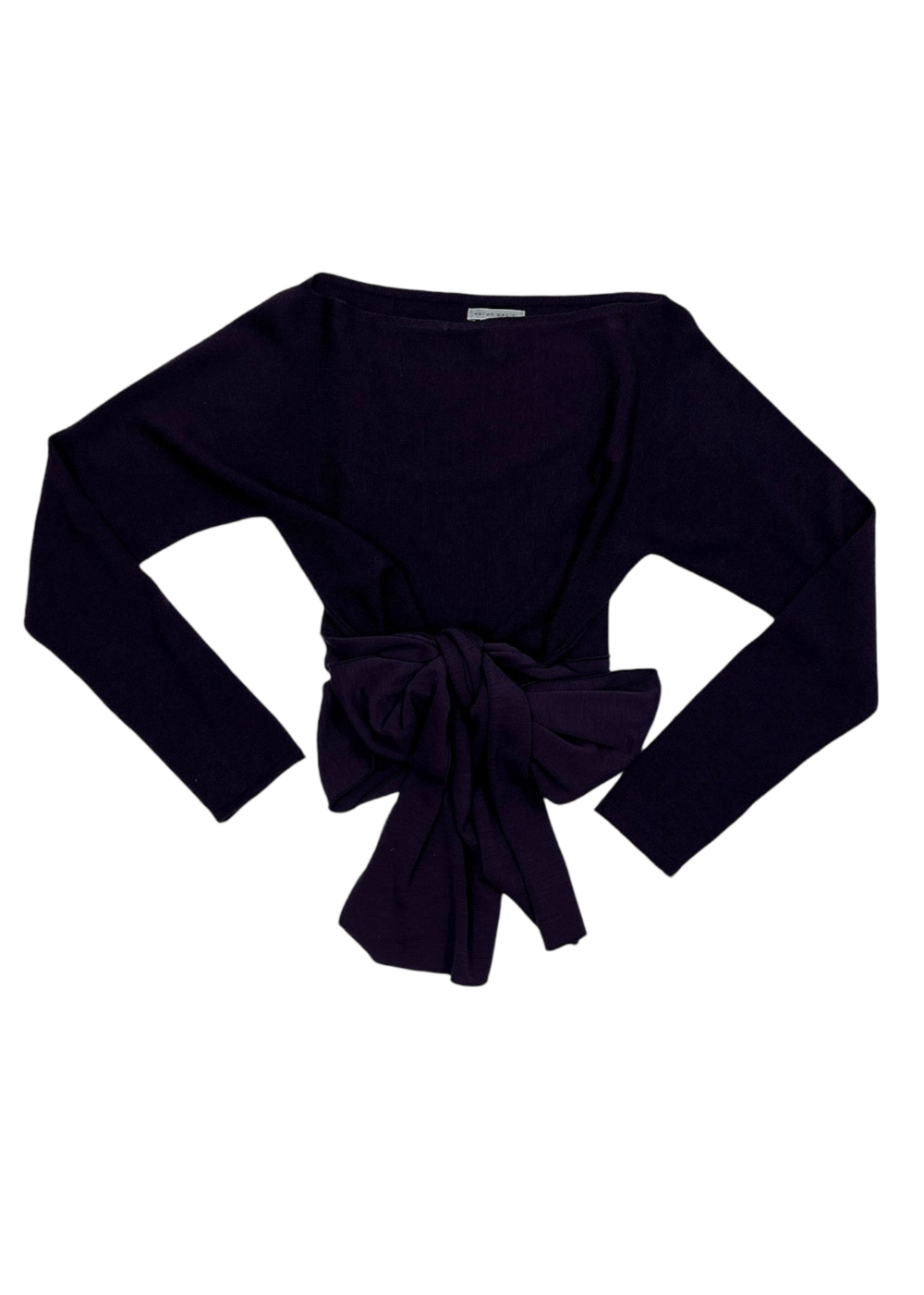 Crewneck Wrap Tie Front Sweater / One Size